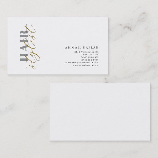 Hair Stylist Modern Minimalist Plain Profile Visitekaartje (Voorkant / Achterkant)
