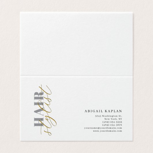 Hair Stylist Modern Minimalist Plain Profile Visitekaartje (Buitenkant ongevouwen)