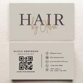 Hair Stylist Modern Neutral QR Code  Visitekaartje