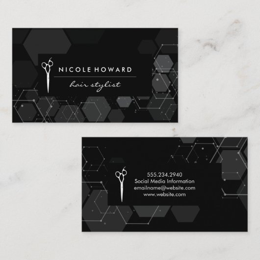 Hair Stylist | Modern ontwerp | Geometrisch Visitekaartje (Voorkant / Achterkant)