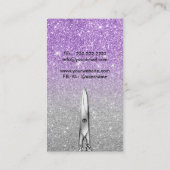 Hair Stylist Modern Paars en Silver Glitter Salon Visitekaartje (Achterkant)