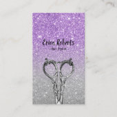 Hair Stylist Modern Paars en Silver Glitter Salon Visitekaartje (Voorkant)