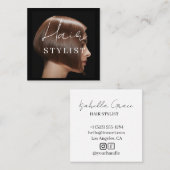 Hair stylist modern photo  square business card vierkante visitekaartje (Voorkant / Achterkant)