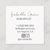 Hair stylist modern photo  square business card vierkante visitekaartje (Achterkant)