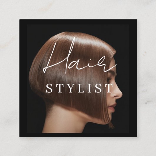 Hair stylist modern photo  square business card vierkante visitekaartje (Voorkant)