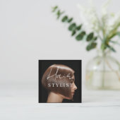 Hair stylist modern photo  vierkante visitekaartje (Staand voorkant)