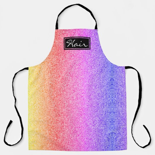 Hair Stylist Modern Rainbow Glitter Schort (Voorkant)