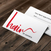 Hair Stylist Modern Red Script Appointment Afsprakenkaartje