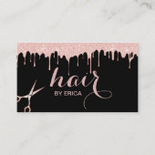 Hair Stylist Modern Roos Gold Beauty Salon Black Visitekaartje (Voorkant)