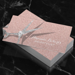 Hair Stylist Modern Roos Gold Glitter Hair Salon Visitekaartje