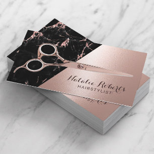Hair Stylist Modern Roos Gold Marble Beauty Salon Visitekaartje