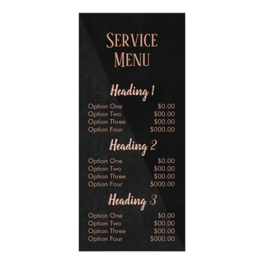 Hair stylist modern roos Gold salon service menu (Voorkant)