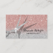 Hair Stylist Modern Roos Gold Silver Glitter Salon Visitekaartje (Voorkant)