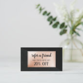 Hair stylist modern roos Gold verwijzingskaart zwa Aanbevelingskaartje (Staand voorkant)