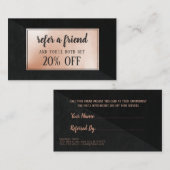 Hair stylist modern roos Gold verwijzingskaart zwa Aanbevelingskaartje (Voorkant / Achterkant)