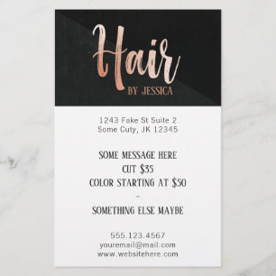 Hair stylist modern roos goud typografie zwart flyer