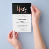 Hair stylist modern roos goud typografie zwart flyer (Hand)
