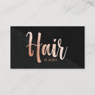 Hair stylist modern roos goud typografie zwart visitekaartje