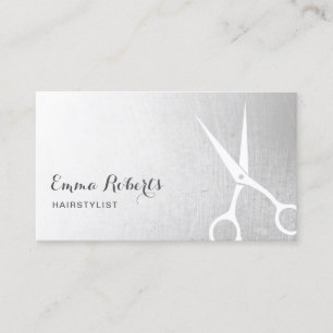 Hair Stylist Modern Scissor Hair Salon Silver Visitekaartje