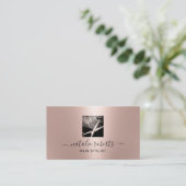 Hair Stylist Modern Scissor Logo Roos Gold Salon Visitekaartje (Staand voorkant)