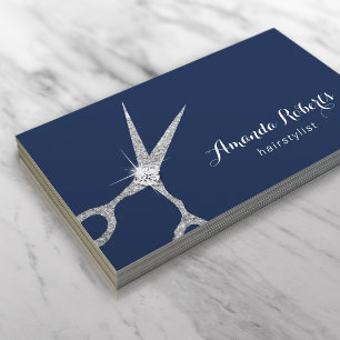 Hair Stylist Modern Scissor Navy Blue Appointment Afsprakenkaartje