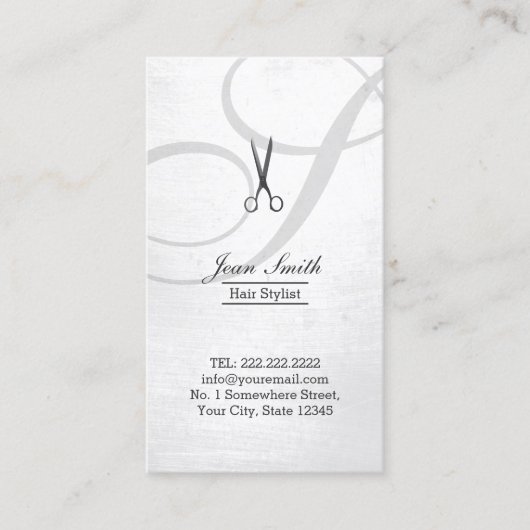 Hair Stylist Modern Script Monogram Visitekaartje (Voorkant)