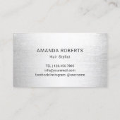 Hair Stylist Modern Silver 3D Script Salon Visitekaartje (Achterkant)