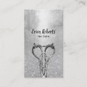 Hair Stylist Modern Silver Glitter Hair Salon Visitekaartje (Voorkant)