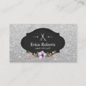 Hair Stylist Modern Silver Glitter Hair Slon Visitekaartje (Voorkant)
