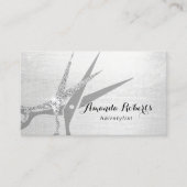 Hair Stylist Modern Silver Glitter Scissor Salon Visitekaartje (Voorkant)
