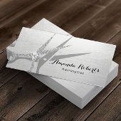 Hair Stylist Modern Silver Glitter Scissor Salon Visitekaartje