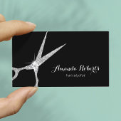 Hair Stylist Modern Silver Glitter Scissor Salon Visitekaartje