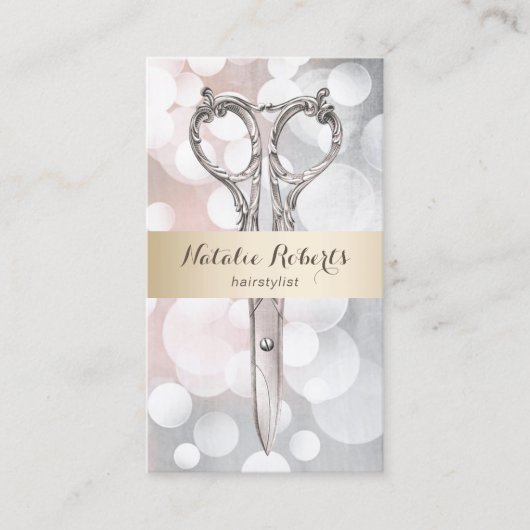 Hair Stylist Modern Silver Gold Salon Benoeming Afsprakenkaartje (Voorkant)