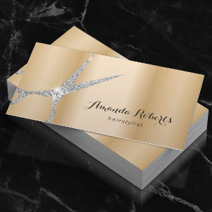 Hair Stylist Modern Silver Scissor Salon Gold Visitekaartje