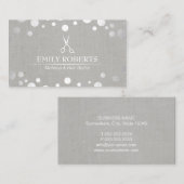 Hair Stylist Modern Silver Stippen Elegant Salon Visitekaartje (Voorkant / Achterkant)