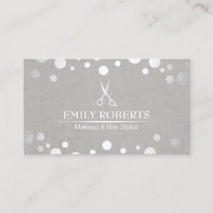 Hair Stylist Modern Silver Stippen Elegant Salon Visitekaartje