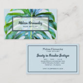 Hair Stylist Modern Trendy Tropical Leaf Greenery Visitekaartje (Voorkant / Achterkant)