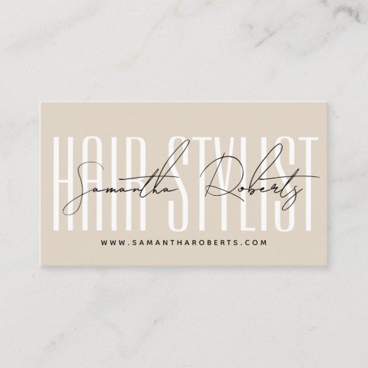 Hair stylist modern typografie script licht visitekaartje (Voorkant)