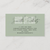 Hair stylist modern typografie script sage green visitekaartje (Achterkant)