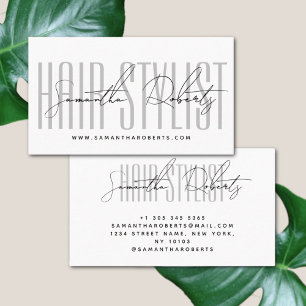 Hair stylist modern typografie script white visitekaartje