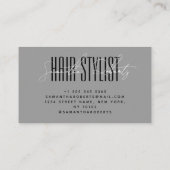 Hair stylist modern typografiescript grijs visitekaartje (Achterkant)
