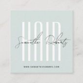 Hair stylist modern typography script blue vierkante visitekaartje (Voorkant)