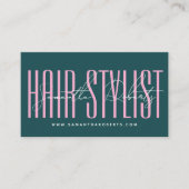 Hair stylist modern typography script green pink visitekaartje (Voorkant)