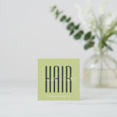 Hair stylist modern typography script green vierkante visitekaartje (Staand voorkant)