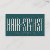 Hair stylist modern typography script green visitekaartje (Voorkant)