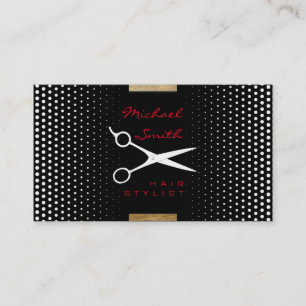 Hair Stylist Modern White Polka Dot Visitekaartje
