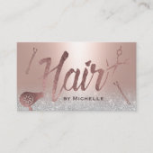 Hair Stylist Moderne Typography Blush Roos Gold Visitekaartje (Voorkant)