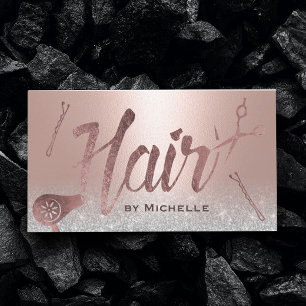 Hair Stylist Moderne Typography Blush Roos Gold Visitekaartje