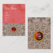 HAIR STYLIST-monogram, antiek roze roze ruby, wit Visitekaartje (Voorkant / Achterkant)