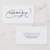 Hair Stylist Monogram Minimalist Modern White Visitekaartje (Voorkant / Achterkant)